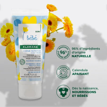 KLORANE Bébé vue crème nutritive cold cream peaux très sèches bébé nourrisson hydratation protection douceur - novaparapharmacie