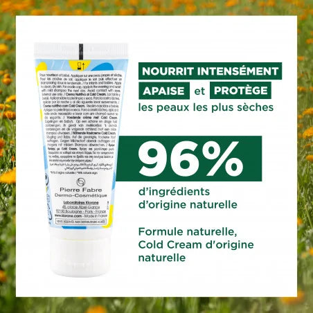 KLORANE Bébé Crème Nutritive Cold Cream 40ml tube blanc bleu peaux très sèches bébé nourrisson hydratation - novaparapharmacie