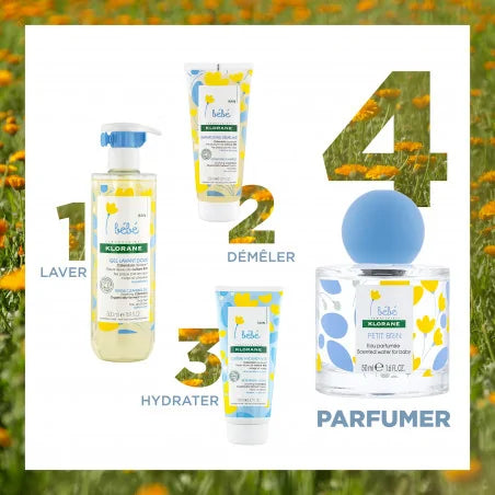 KLORANE Bébé Petit Brin Eau Parfumée 50ml flacon blanc bleu parfum délicat bébé nourrisson fraîcheur douceur - novaparapharmacie