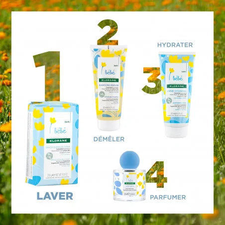 KLORANE Bébé Savon Surgras Calendula 250g pain blanc bleu doux naissance bébé nettoyage hydratation protection - novaparapharmacie