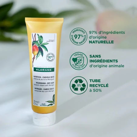 KLORANE Mangue application crème jour cheveux secs sans rinçage nutrition hydratation démêlage brillance quotidien - novaparapharmacie