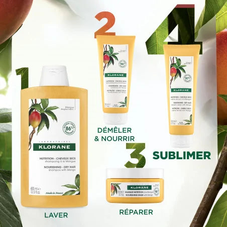 KLORANE Mangue résultats crème jour cheveux secs sans rinçage nutrition hydratation démêlage brillance cheveux doux - novaparapharmacie
