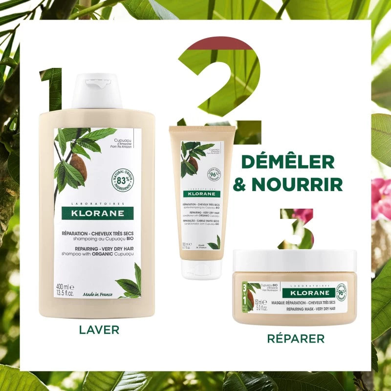KLORANE Cupuaçu résultats après-shampooing cheveux très secs abîmés nutrition réparation démêlage cheveux souples - novaparapharmacie