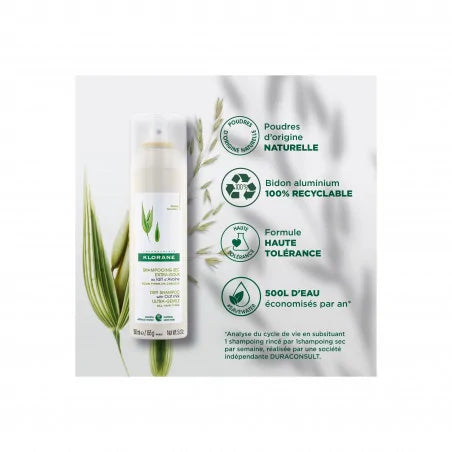 Klorane Shampooing Sec Teinté Lait Avoine 150ml Cheveux Bruns Fraîcheur Instantanée Volume - novaparapharmacie
