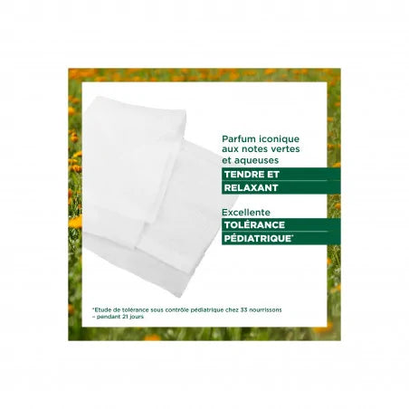 KLORANE Bébé bénéfices lingettes nettoyantes calendula BIO bébé nettoyage douceur hypoallergénique apaisant naturel - novaparapharmacie