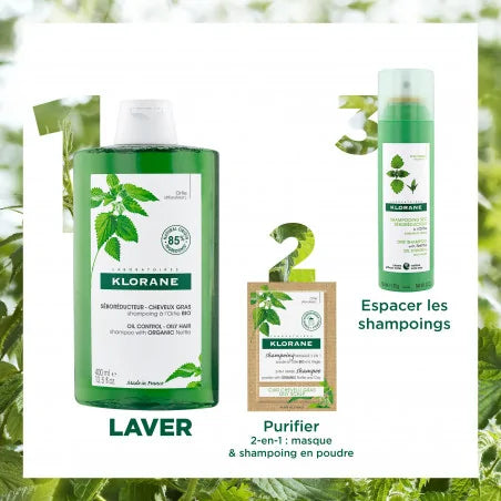 Bénéfices Klorane Shampooing Ortie BIO Sébo-Régulateur Purifiant Cheveux Gras Fraîcheur - novaparapharmacie