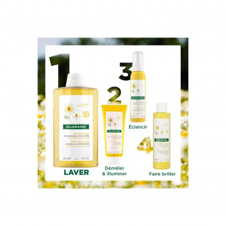 Formule Klorane Shampooing Camomille Naturelle Cheveux Blonds Éclaircissant Reflets Dorés - novaparapharmacie