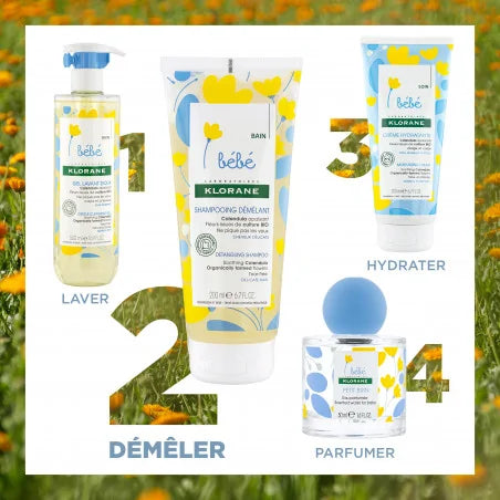  KLORANE Bébé application shampooing démêlant calendula naissance bébé cheveux doux démêlage apaisant quotidien - novaparapharmacie