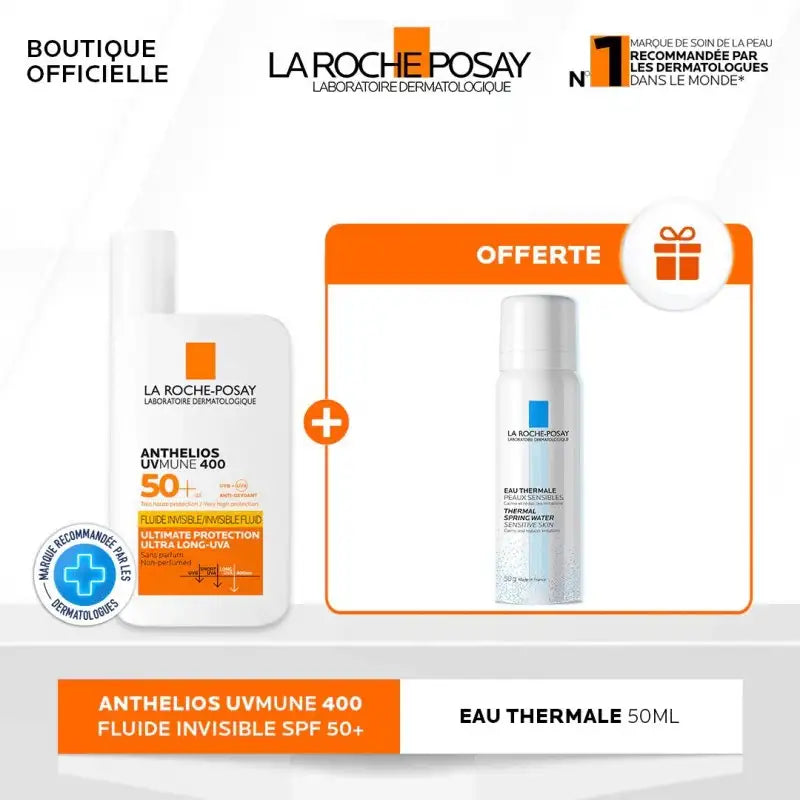 La Roche Posay Anthelios Crème Solaire Fluide Invisible SPF50 50ml = Eau Thermale 50ml Offert | Nova Para