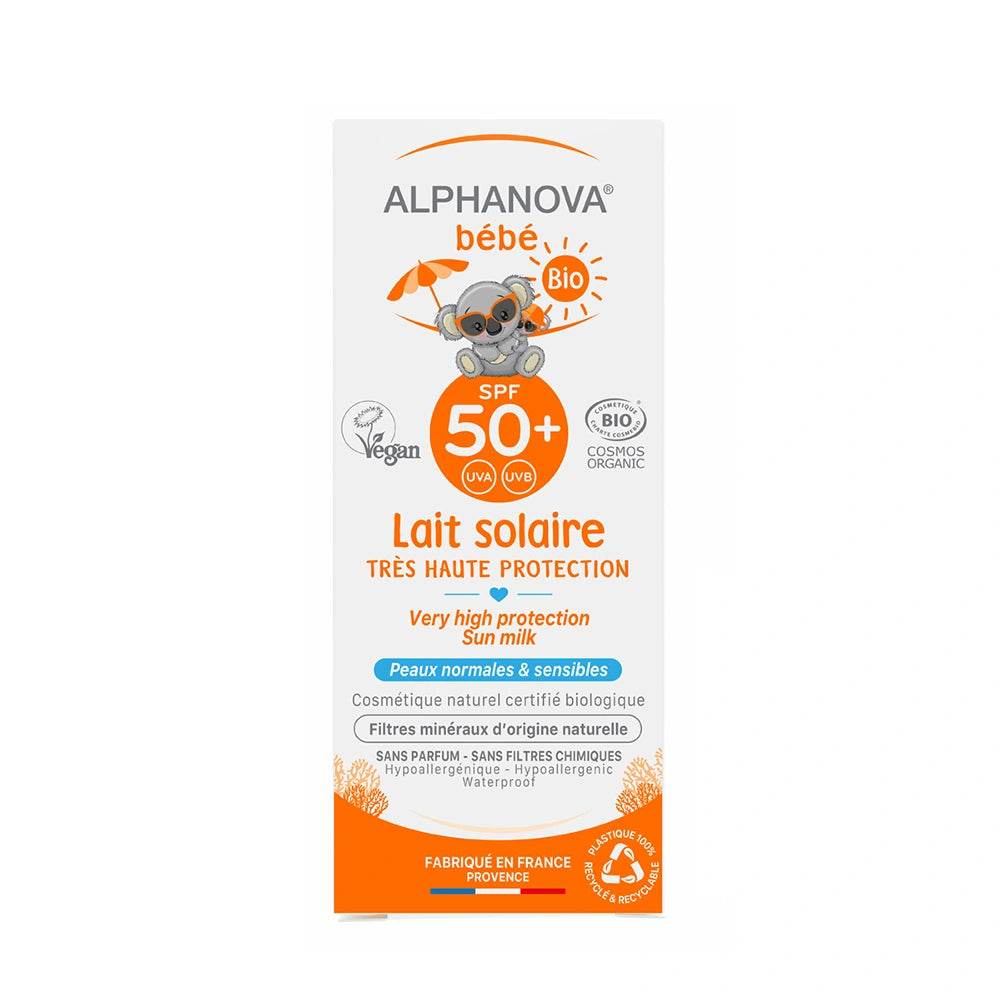 ALPHANOVA LAIT Solaire Bébé Certifiée Bio SPF 50+ Hypoallergénique 50G - Nova Parapharmacie