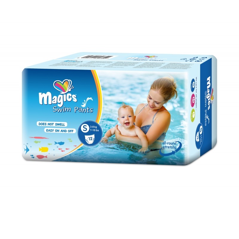 Magics Culottes de Bain Taille S (3-8kg) Sachet 12 Pièces couches piscine étanches confort sécurité aquatique - novaparapharmacie