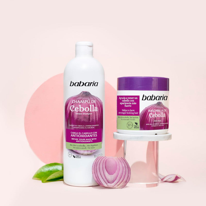 Soin BABARIA Masque Oignon 400ml packaging cheveux anti-chute fortifiant croissance nutrition profonde - novaparapharmacie