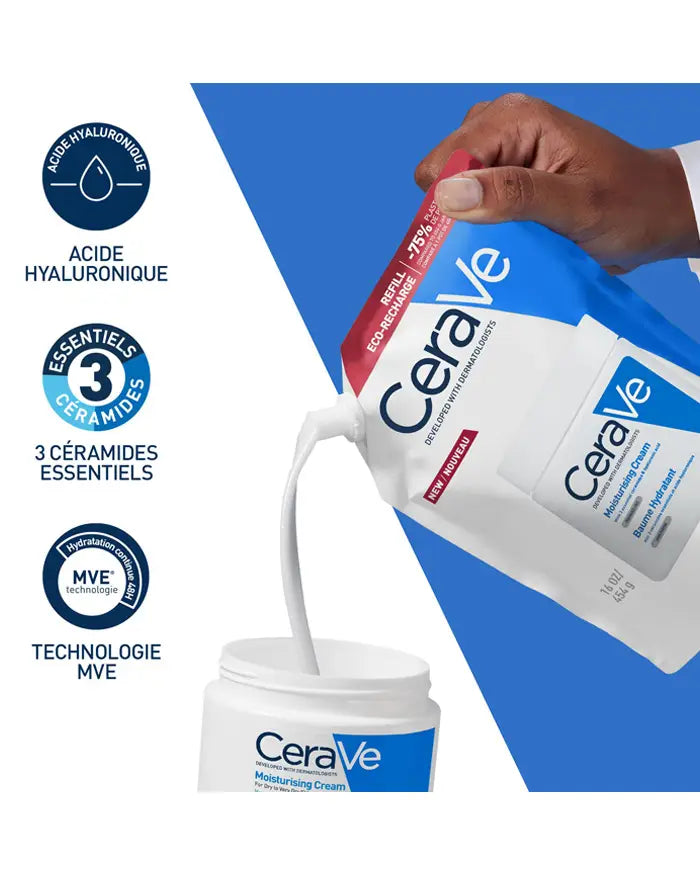 cerave baume hydratant Eco-recharge 454g-Nourrit, hydrate la peau en continu 48H  | Nova Para