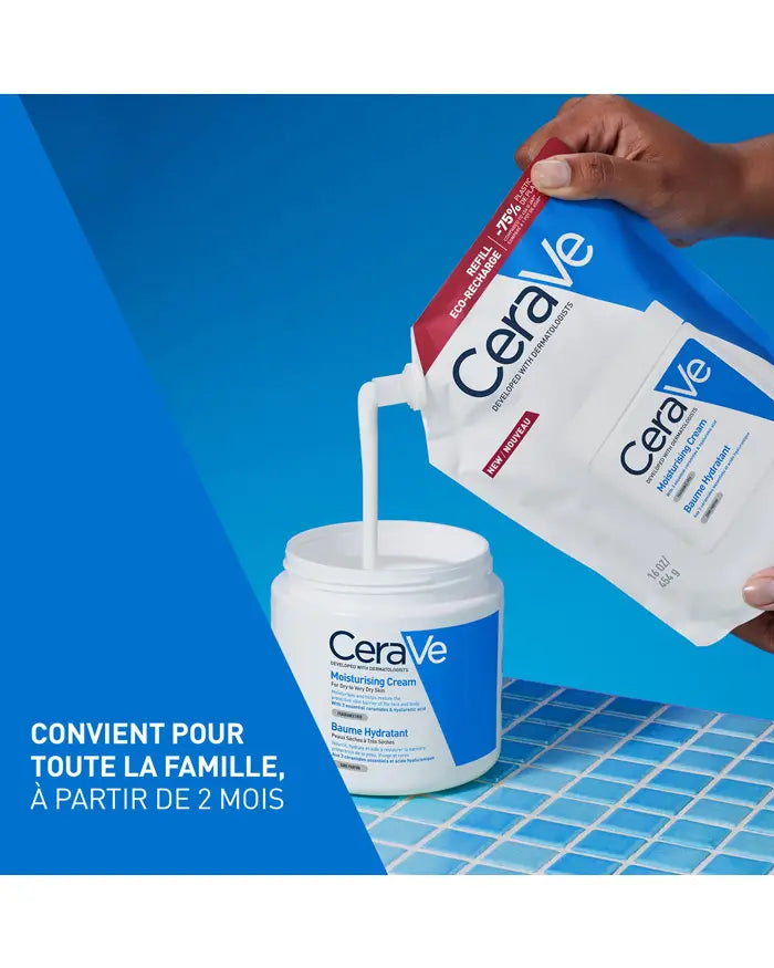 cerave baume hydratant Eco-recharge 454g-Nourrit, hydrate la peau en continu 48H  | Nova Para