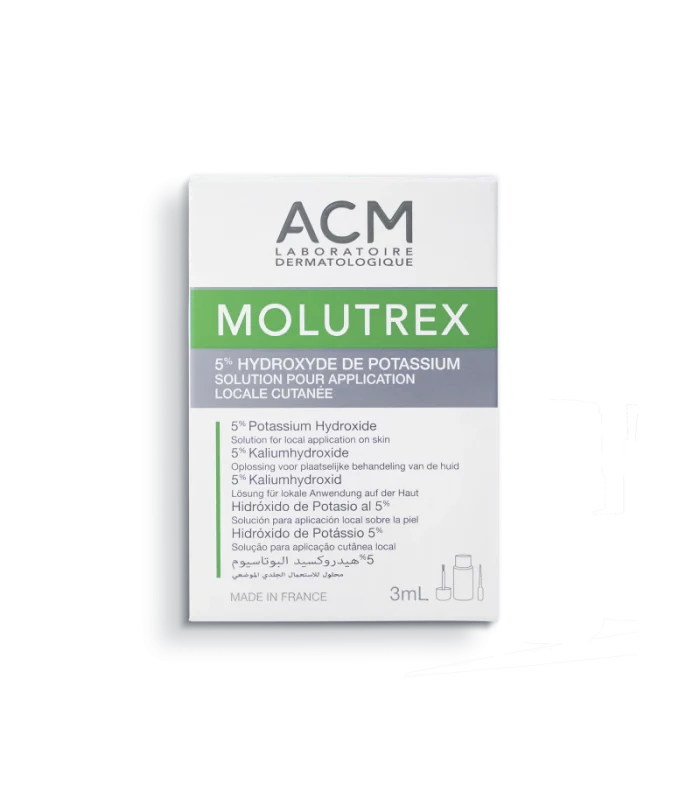 ACM Molutrex 5% Hydroxyde Potassium 3ml Solution Cutanée Applicateur Traitement Ciblé Molluscum - novaparapharmacie