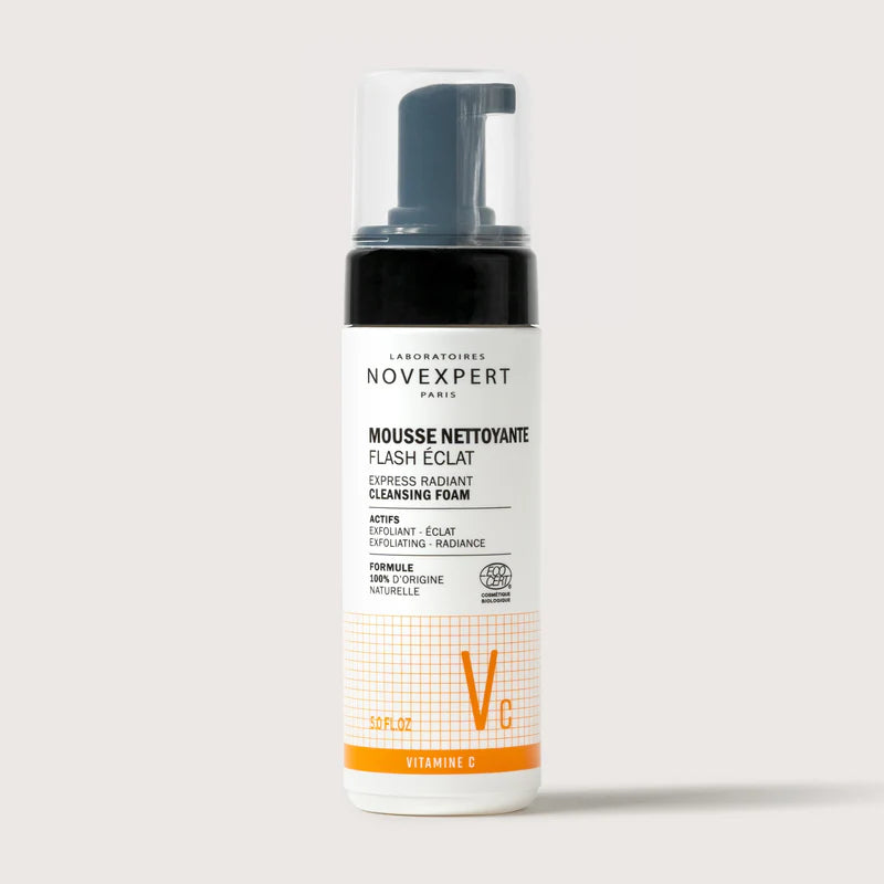 Novexpert Mousse Nettoyante Flash Éclat Vitamine C 150ml Démaquillant Exfoliant Radiance - novaparapharmacie