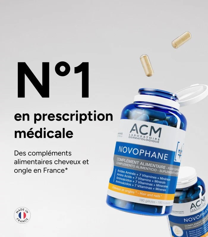 Packaging ACM Novophane 180 Gélules Boîte Pilulier Complément Ongles Cheveux Force Vigueur - novaparapharmacie