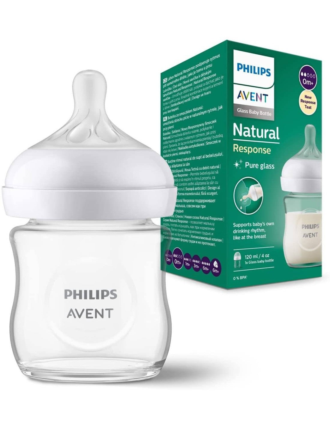 Biberon AVENT Natural En Verre 3.0 Teat 0M+ 125ml SCY930/01 verre nouveau-né verre premium natural 3.0 125ml 0M+ tétine - novaparapharmacie