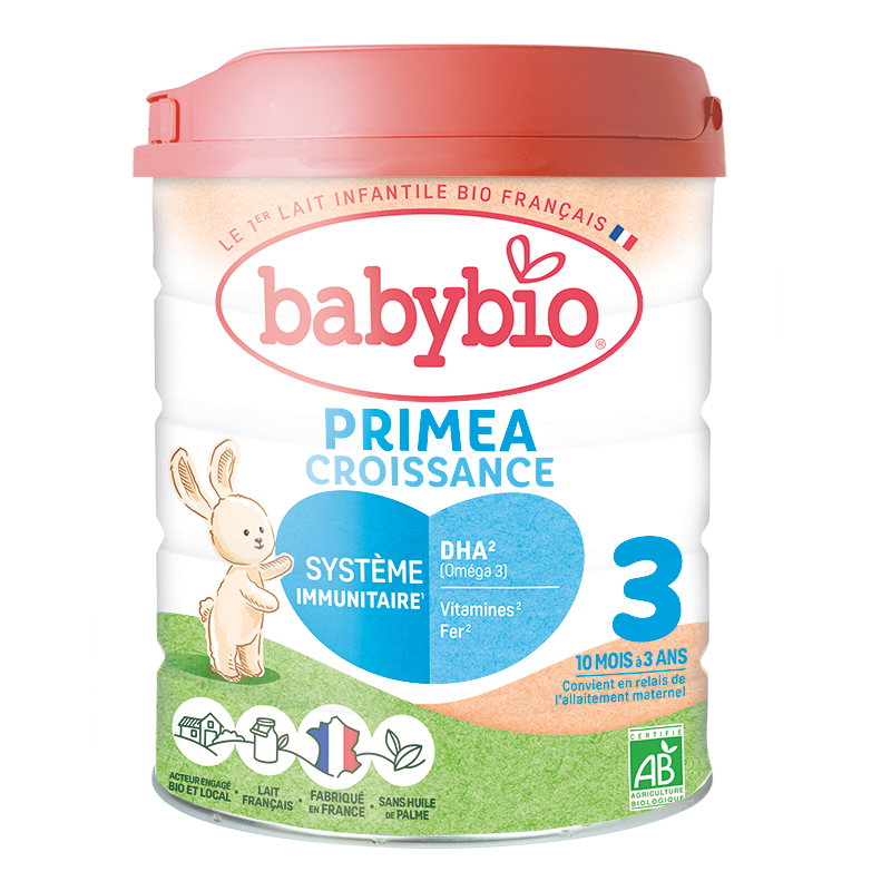 BABYBIO Primea 3 Lait Croissance 800g bio 3ème âge 10 mois et plus lait infantile croissance vitamines essentielles bio - novaparapharmacie