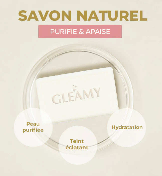 GLEAMY Savon Naturel produit miel amande douce purifie hydrate apaise - novaparapharmacie