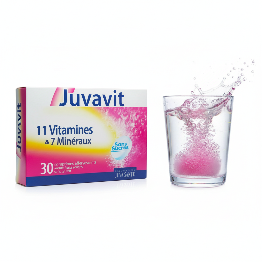 Application Juvavit Comprimés Effervescents verre eau dissolution multivitamines énergie vitalité boisson - novaparapharmacie