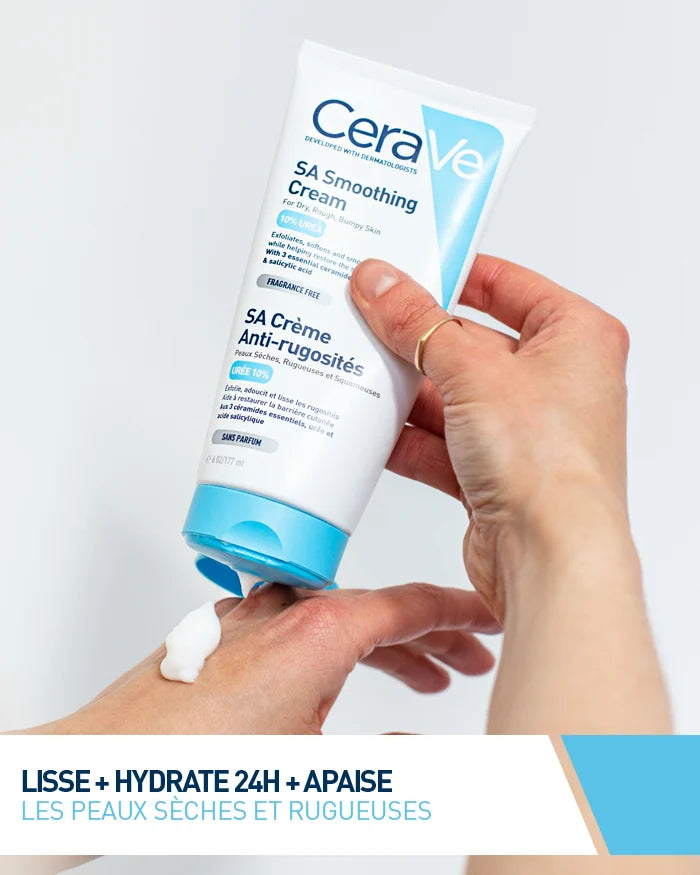 CERAVE SA Crème Anti-Rugosités texture bénéfices lissage intensif acide salicylique céramides crème onctueuse riche - novaparapharmacie