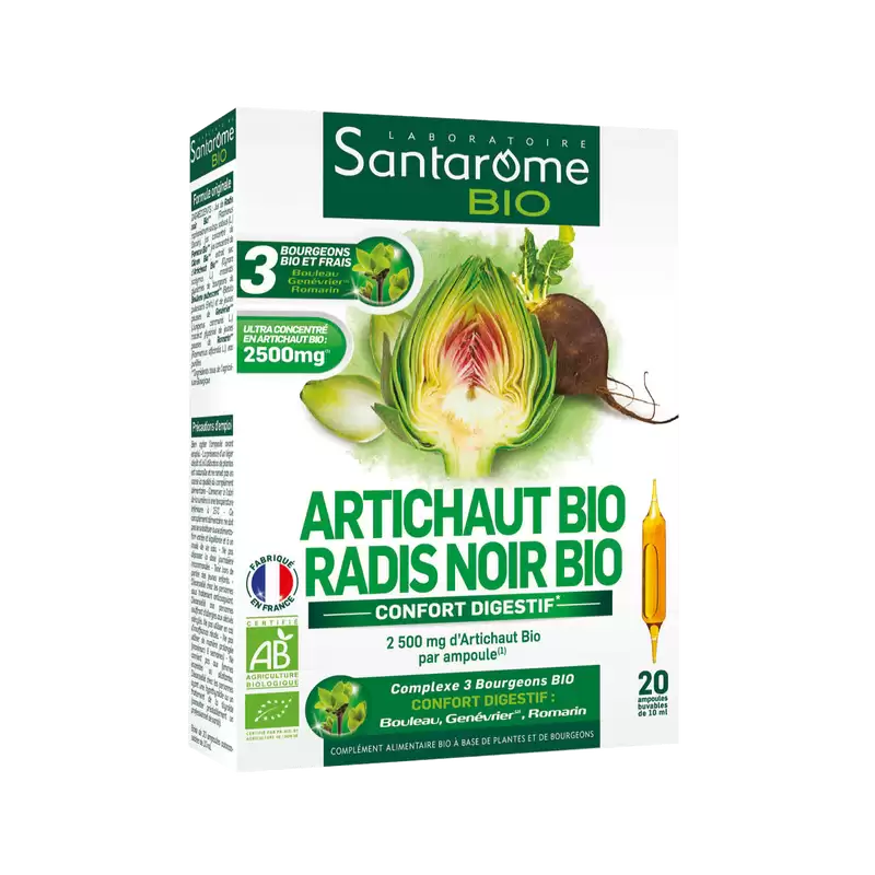 SANTAROME Artichaut BIO Radis Noir BIO 20 Ampoules | Nova Para