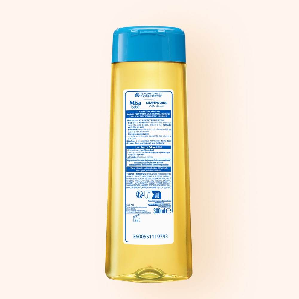 MIXA Shampooing Très Doux 300ml Soin Capillaire Hypoallergénique Cheveux Délicats Bébé Enfant Formule Douce Sans Sulfate - Nova Parapharmacie