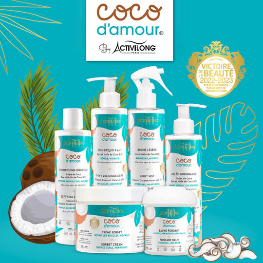 Packaging Activilong Coco D'Amour Shampooing Douceur 250ml design élégant flacon pratique huile coco - novaparapharmacie