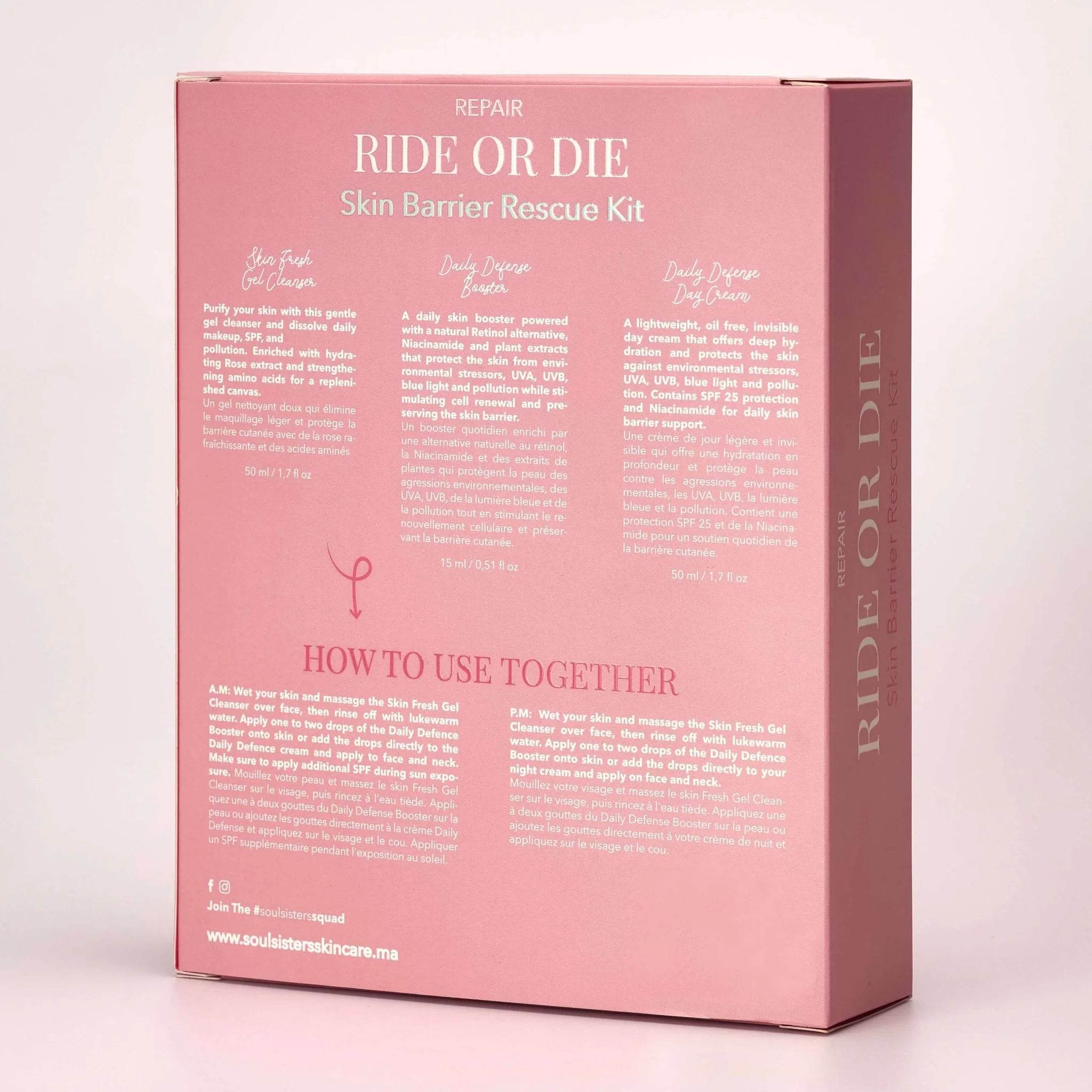 Soul Sisters kit protection contenu coffret gel nettoyant eau de rose crème jour SPF25 masque nuit - novaparapharmacie
