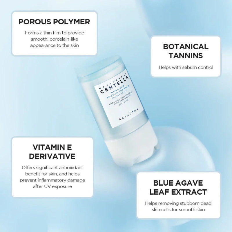  Texture soyeuse Skin1004 Madagascar Centella Hyalu-Cica Silky-Fit Sun Stick SPF50+ sans effet blanc gras - novaparapharmacie