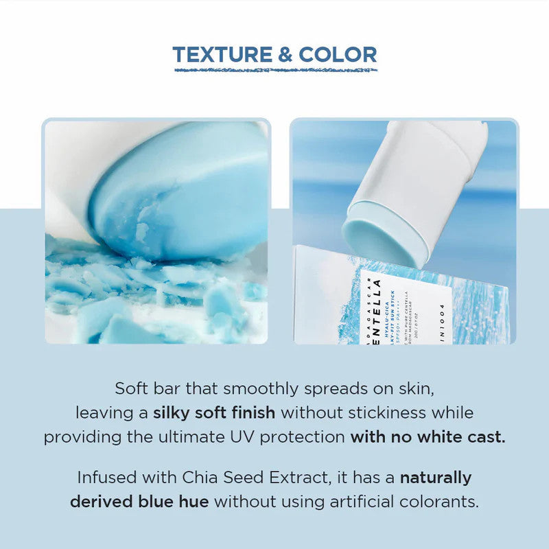  Texture soyeuse Skin1004 Madagascar Centella Hyalu-Cica Silky-Fit Sun Stick SPF50+ sans effet blanc gras - novaparapharmacie