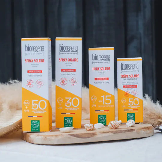 Bioregena gamme soins corps spray solaire protection naturelle bio collection adultes sport SPF50+ - novaparapharmacie