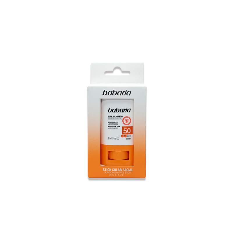 BABARIA Stick Solaire Visage SPF50 20g protection solaire très haute application ciblée résistant eau format nomade - novaparapharmacie