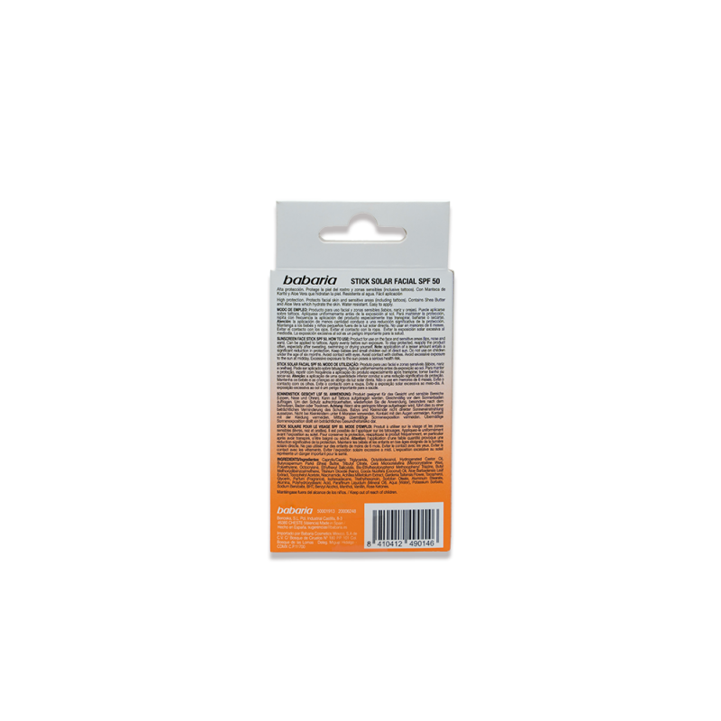 Stick BABARIA Solaire Visage SPF50 20g texture protection solaire très haute application ciblée résistant eau - novaparapharmacie