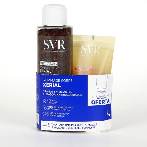 SVR XERIAL Gommage Corps 100g TOPIALYSE Huile Lavante 55ml offerte coffret exfoliant hydratant peau douce - novaparapharmacie