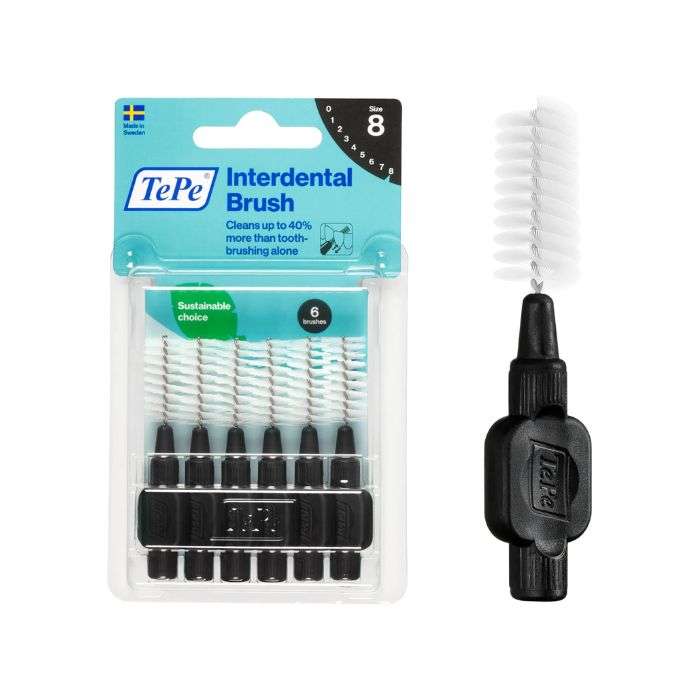 TEPE Pack 6 Brossettes Interdentaires Taille 8 nettoyage espaces interdentaires larges fil gainé - novaparapharmacie
