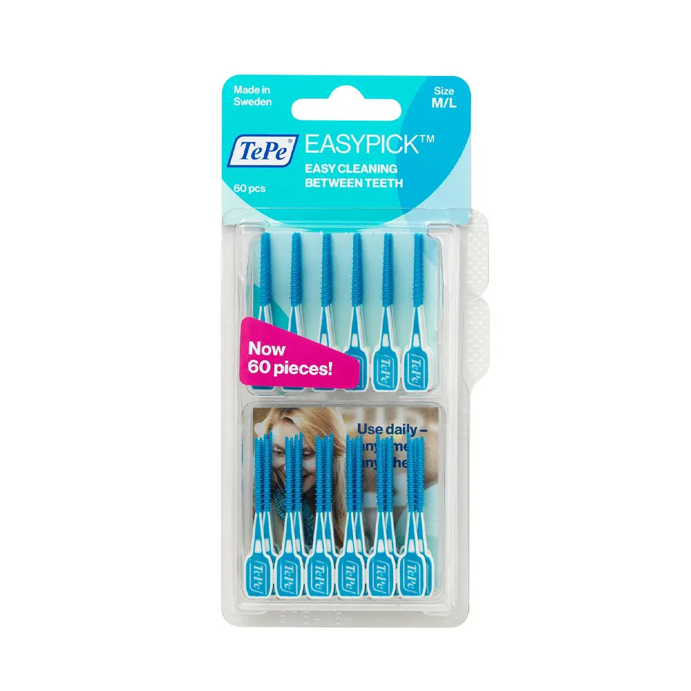 TEPE 60 pièces EasyPick Taille M/L Bleu bâtonnets interdentaires hygiène bucco-dentaire - novaparapharmacie
