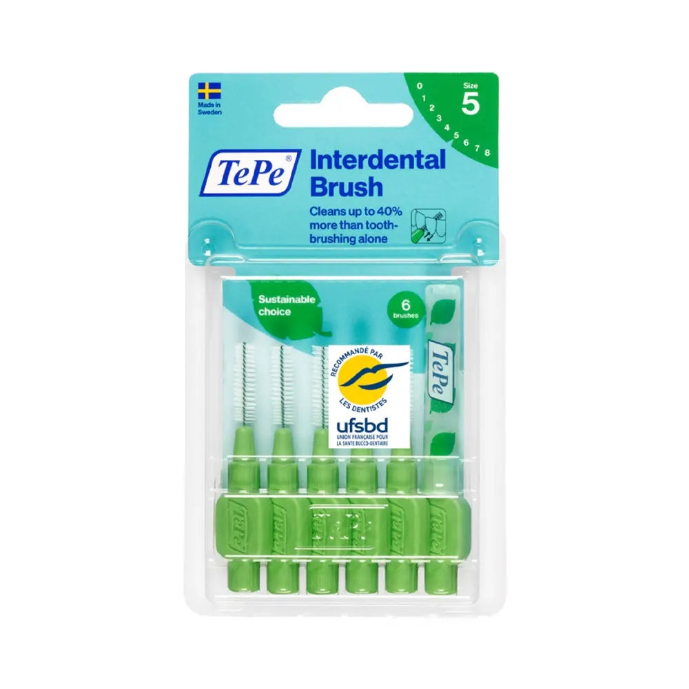 Vert TEPE Brossettes Interdentaires 0.8mm Taille 5 6 pièces hygiène bucco-dentaire - novaparapharmacie