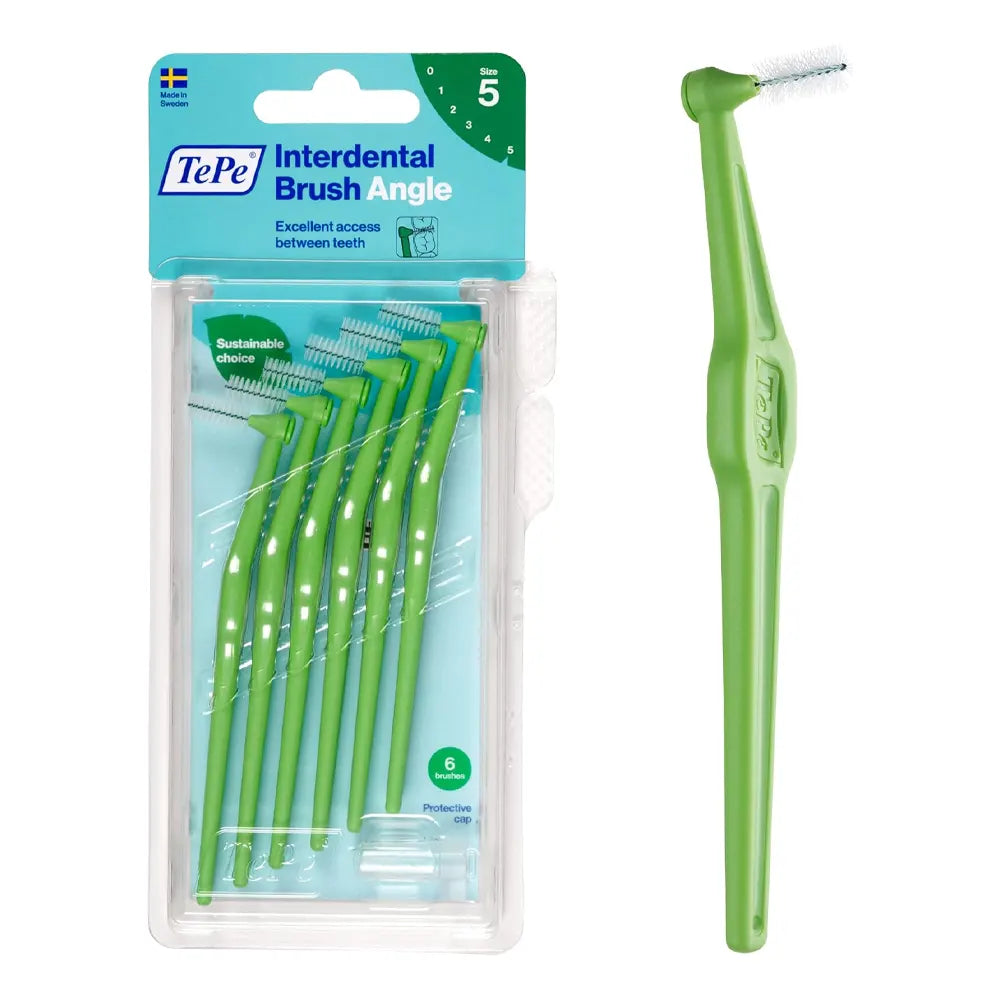 TEPE 6 pièces Brossettes Interdentaires Angle 0.8mm Taille 5 Vert hygiène bucco-dentaire - novaparapharmacie