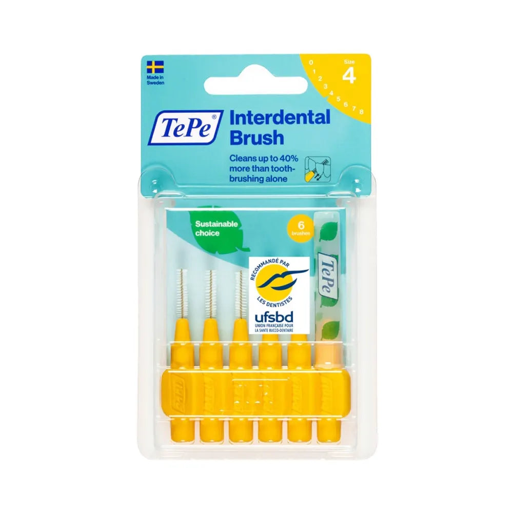 Jaune TEPE Brossettes Interdentaires 0.7mm Taille 4 6 pièces hygiène bucco-dentaire - novaparapharmacie