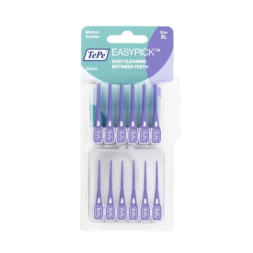 Bâtonnets TePe EasyPick 36 Pièces Taille XL Violet interdentaires silicone nettoyage interdentaire silicone doux  - novaparapharmacie