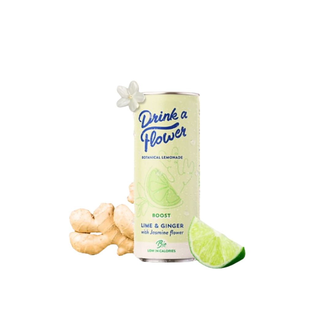 Drink a Flower Limonade Botanique Gingembre Citron Vert 250ml boisson naturelle artisanale épicée tonifiante - novaparapharmacie