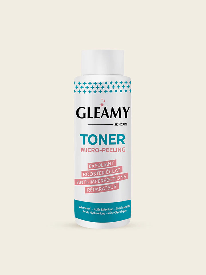GLEAMY Toner Micro-Peeling 100ml acide salicylique vitamine C niacinamide éclat pores - novaparapharmacie
