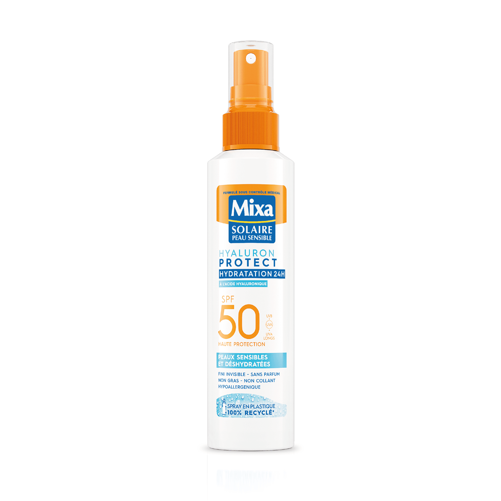 MIXA Solaire Spray Hyaluron Protect SPF50+ 150ml Protection Solaire Anti-Âge Acide Hyaluronique Hydratation Intense - Nova Parapharmacie