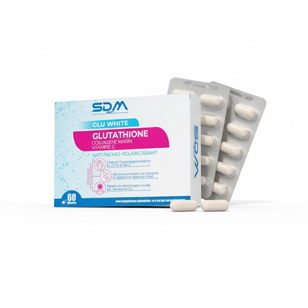 SDM Boost Glu White Glutathione 60 Gélules complément alimentaire éclat révélé antioxydant puissant détoxification teint lumineux - novaparapharmacie