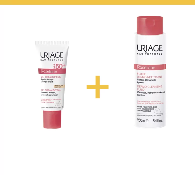 URIAGE COFFRET ROSELIANE CC CREME SPF 50+ ROSELIANE DERMO NETTOYANT 250ML | Nova Para