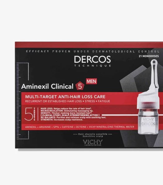 Vichy Dercos Aminexil Clinical 5 Homme 21 Ampoules Anti-Chute 6ml Traitement Intensif Cheveux - novaparapharmacie