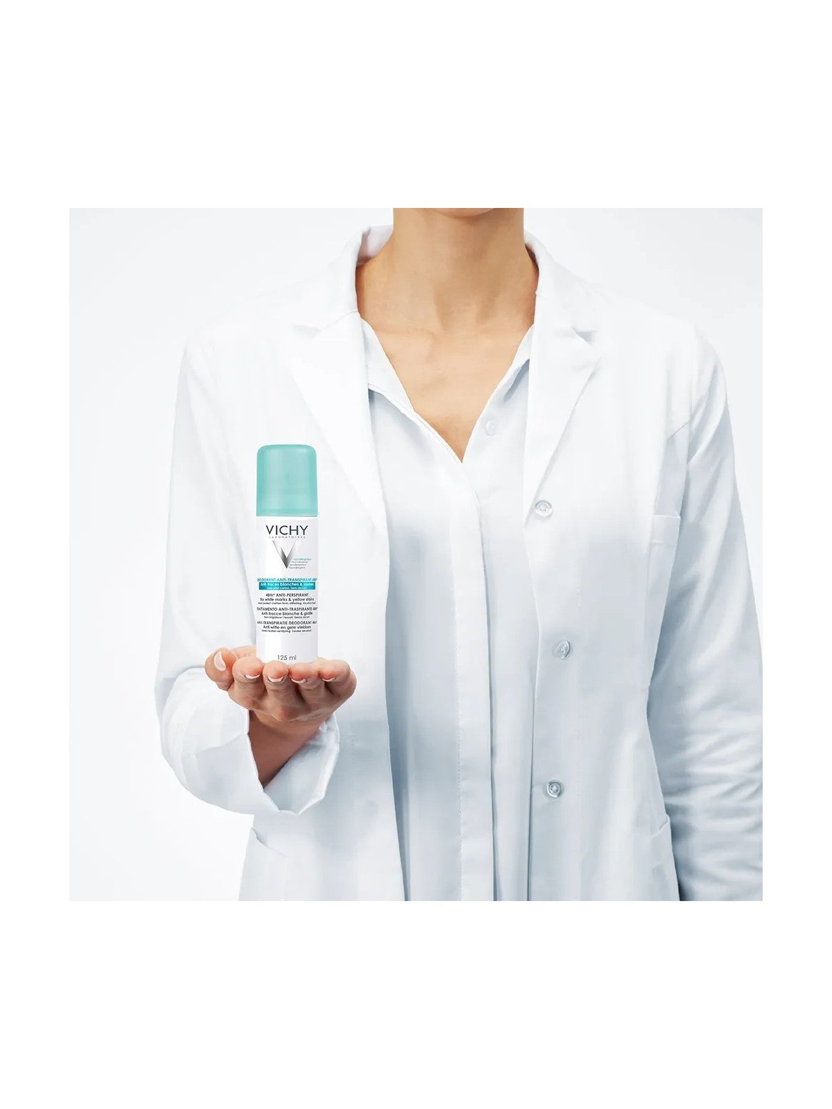 VICHY Déodorant Aérosol vue alternative anti-transpirant 48H anti-traces jaunes blanches protection eau thermale vêtements - novaparapharmacie