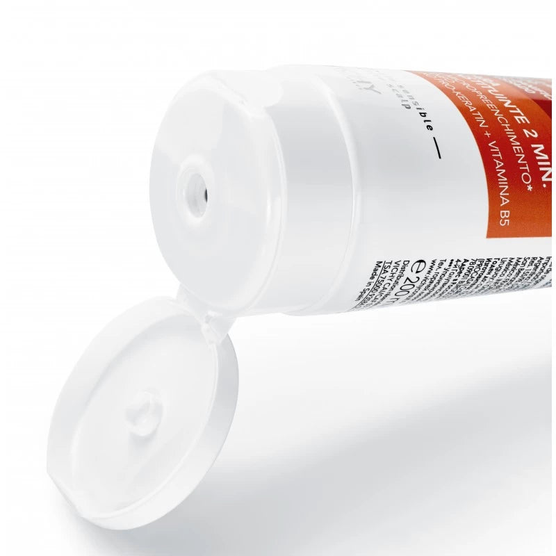 VICHY Dercos Kera-Solutions Masque 2 Minutes Réparateur 200ml tube blanc bleu cheveux abîmés kératine réparation - novaparapharmacie